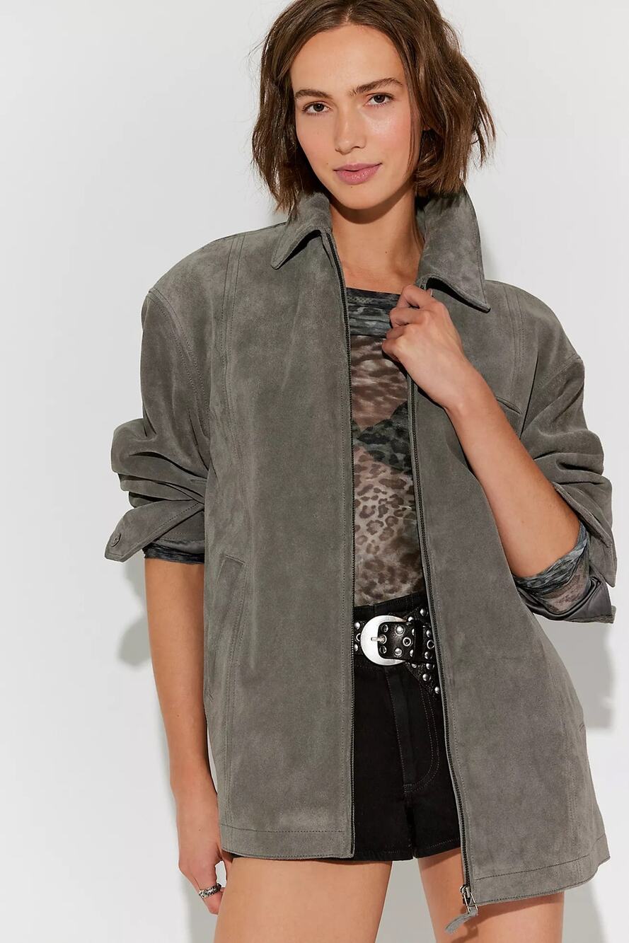 Free People Rosie Suede Jacket, Gray, NWT, size L